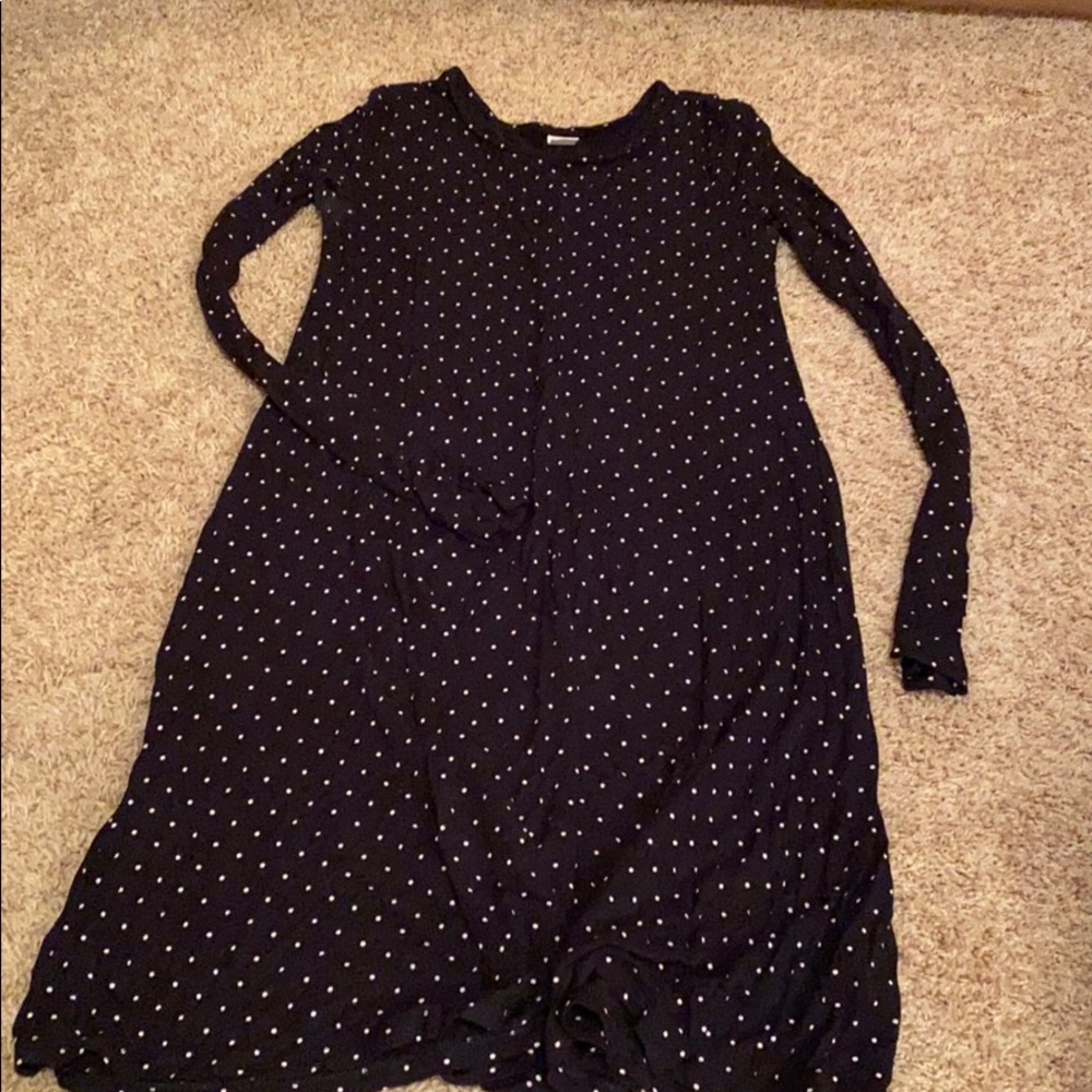 Black polka dot mini long sleeved dress